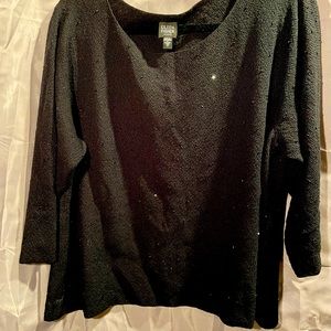 Eileen Fisher woman, black, Italian yarn 3/4 sleeve SPARKLE sweater. EUC